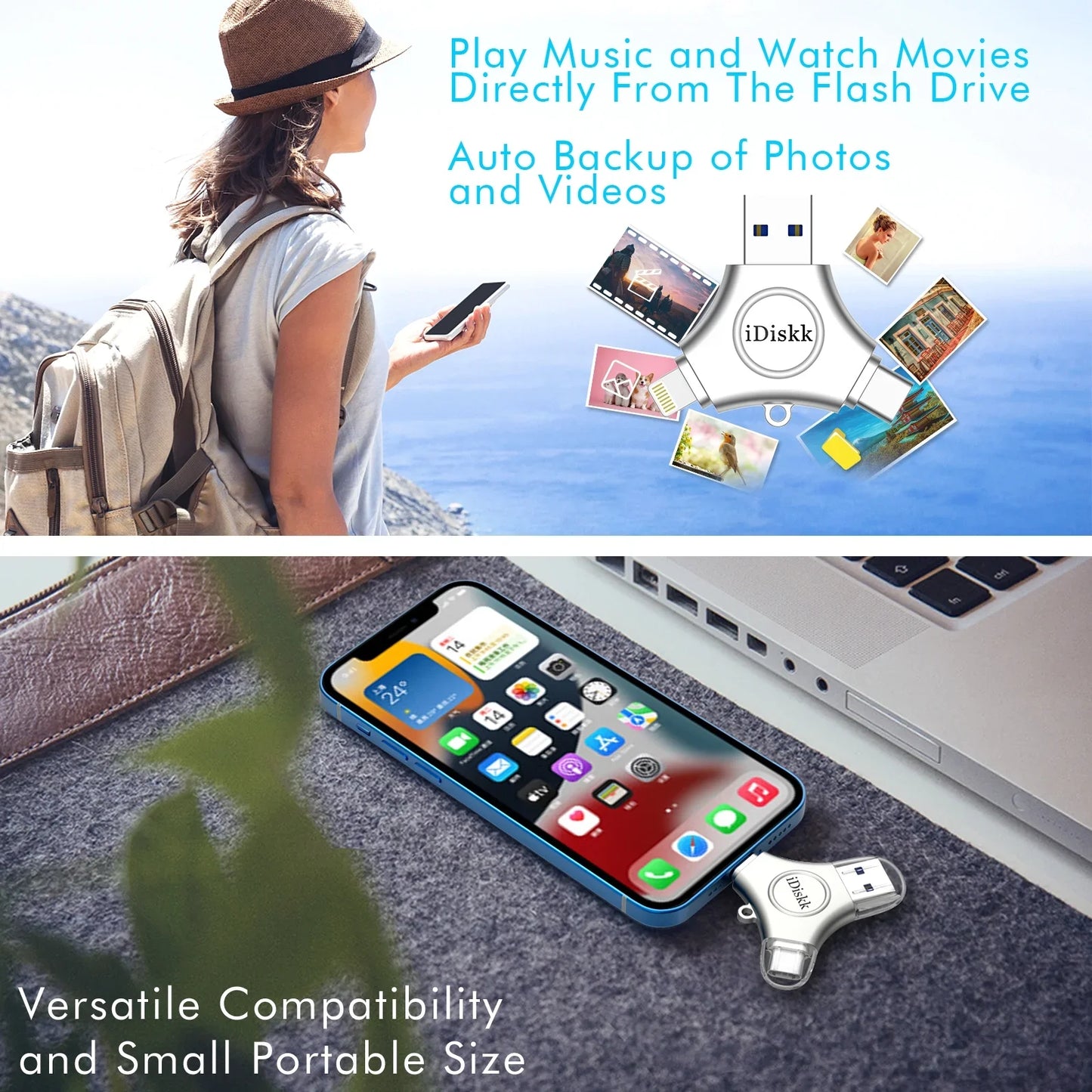 MFI Certified Photo Stick 3In1 931GB Flash Drive for Iphone USB C Ipad Pro Android for Iphone ,Ipad Photo Storage Stick for Pc,Mac,Imac