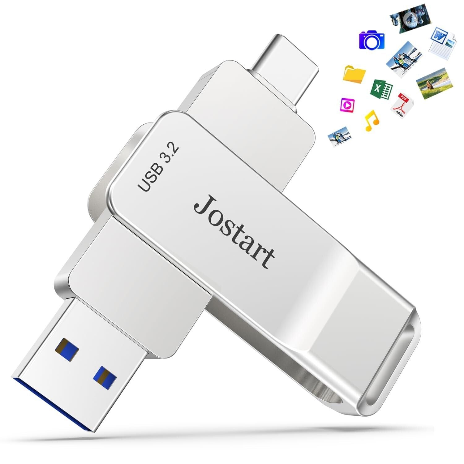 1TB USB C Flash Drive, 500Mb/S USB 3.2 SSD Flash Drive, High Speed USB C+USB ...